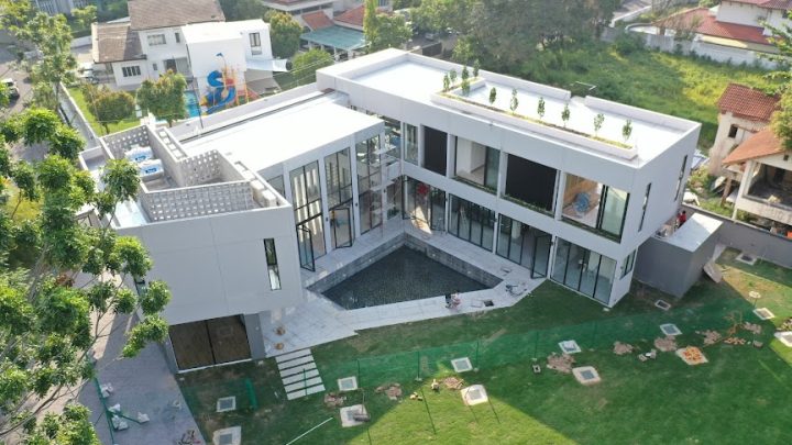 Aerial view of rear portion