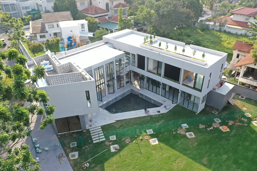 Aerial view of rear portion